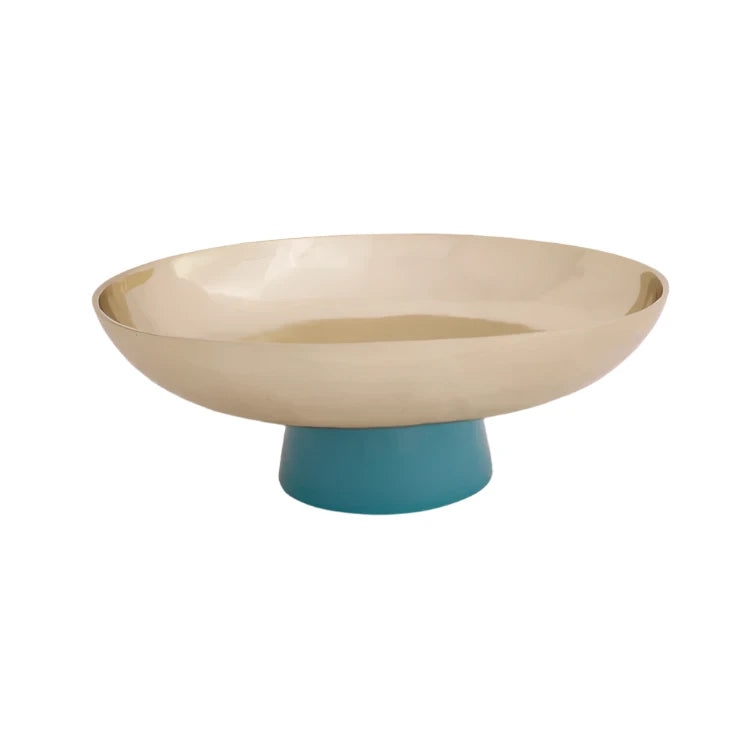 CARNAVAL Sierra Modern Large Bowl with Base (Gold and Blue)