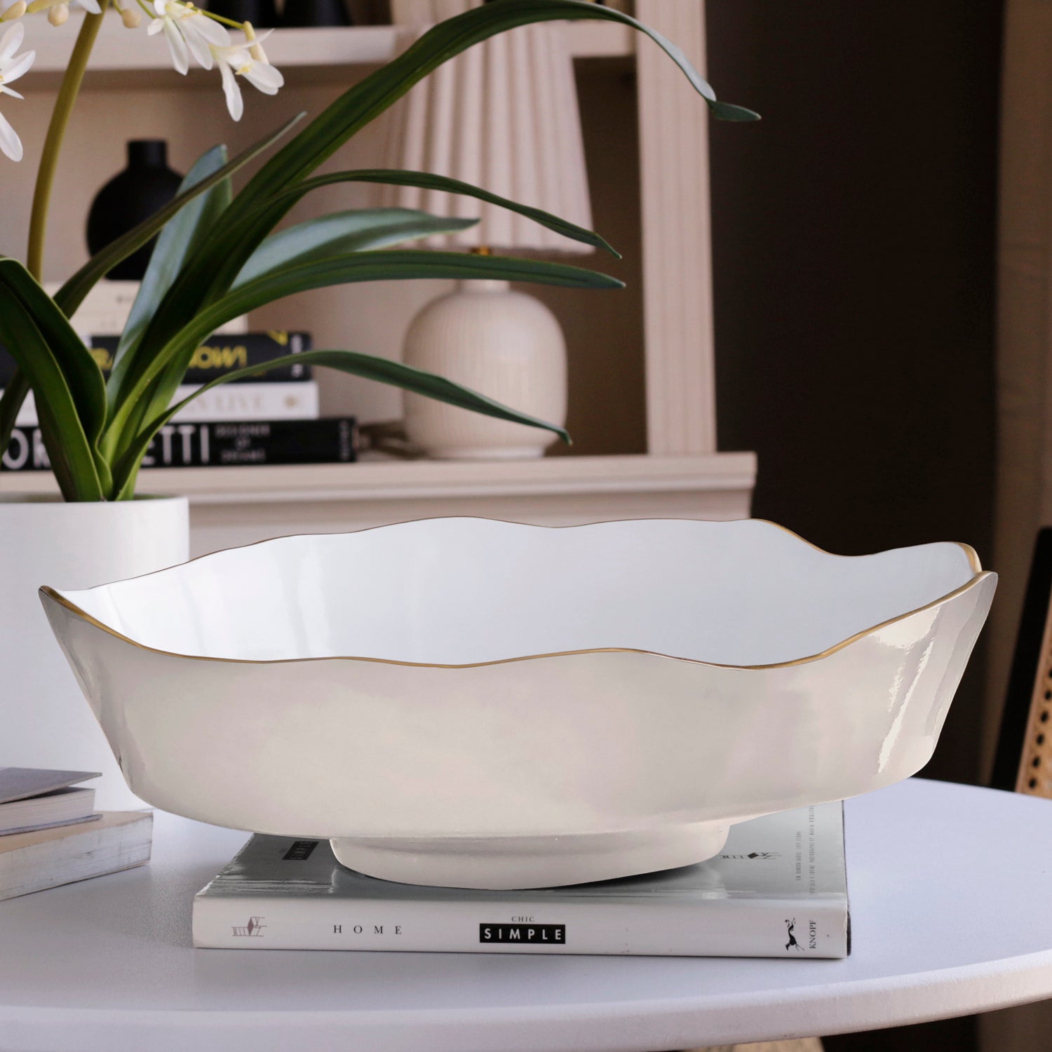 ENCANTO Dakota Large Bowl (Cream and White)