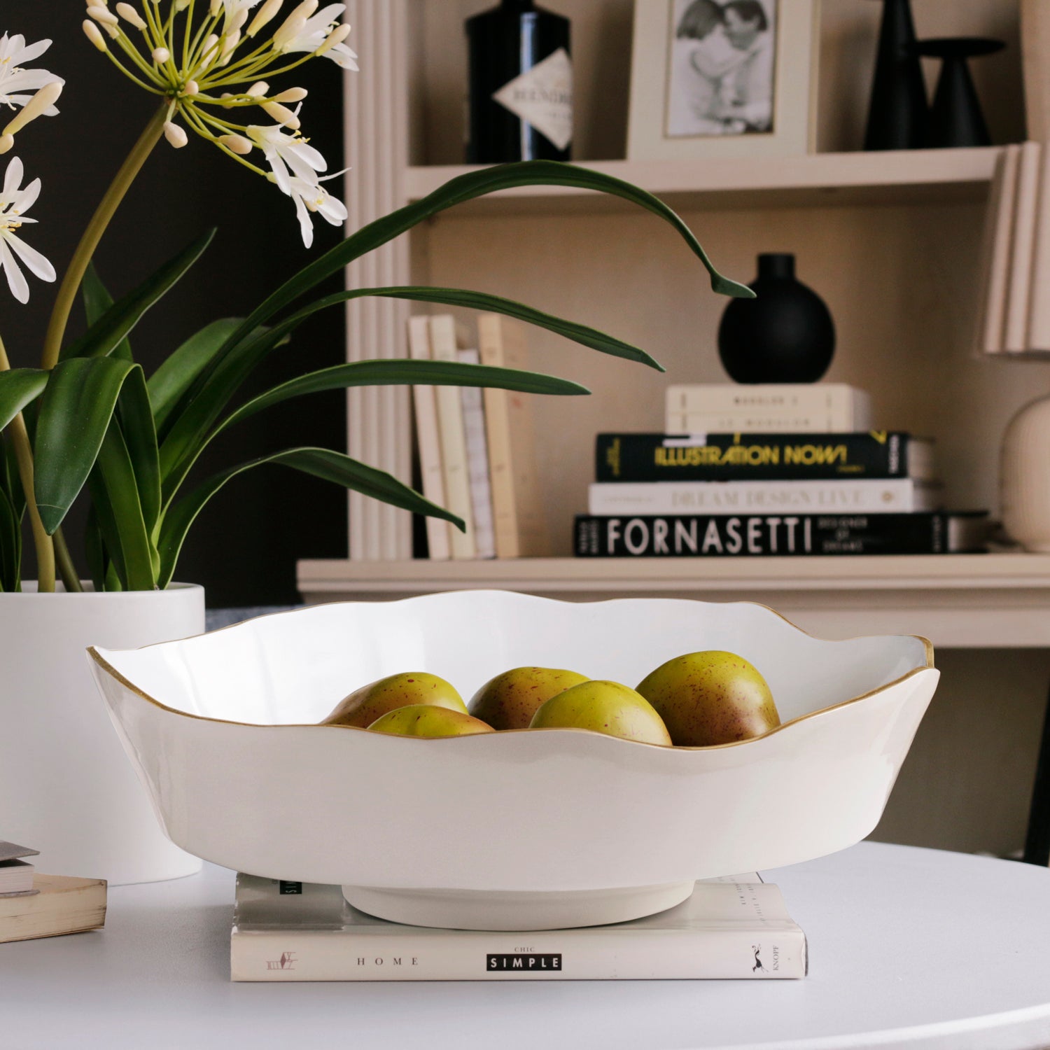 ENCANTO Dakota Large Bowl (Cream and White)