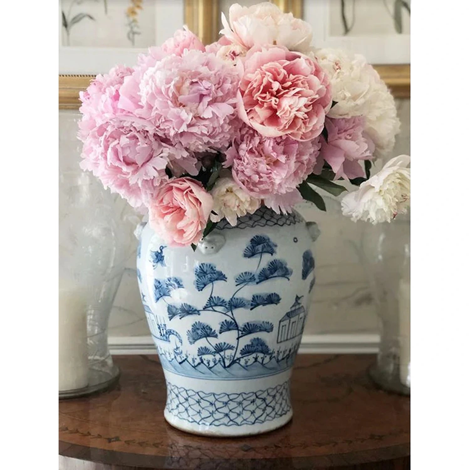 Soft Blue Village Scene Jar