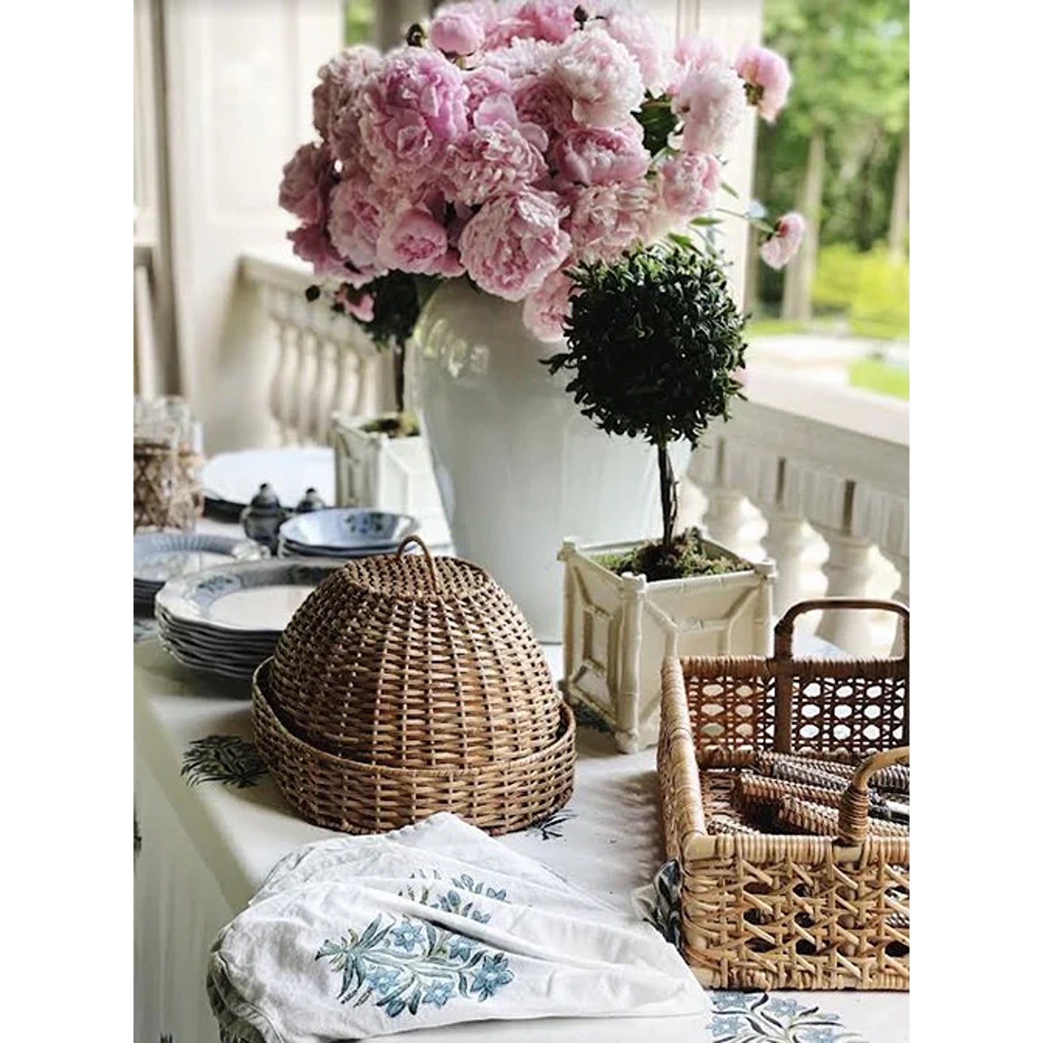 White Rustic Bamboo Box Planter