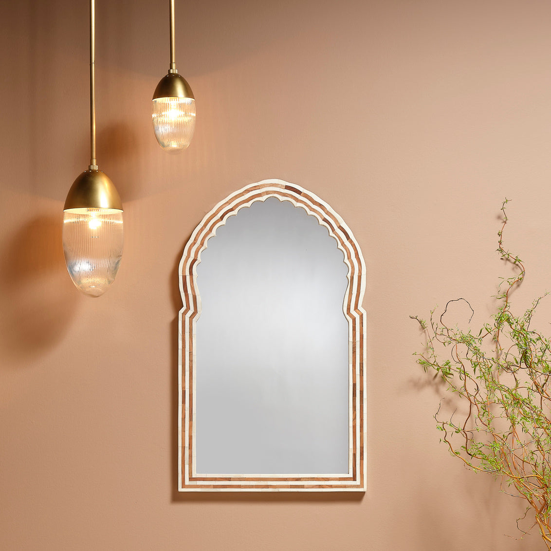 Bardot Medium Bone & Wood Mirror