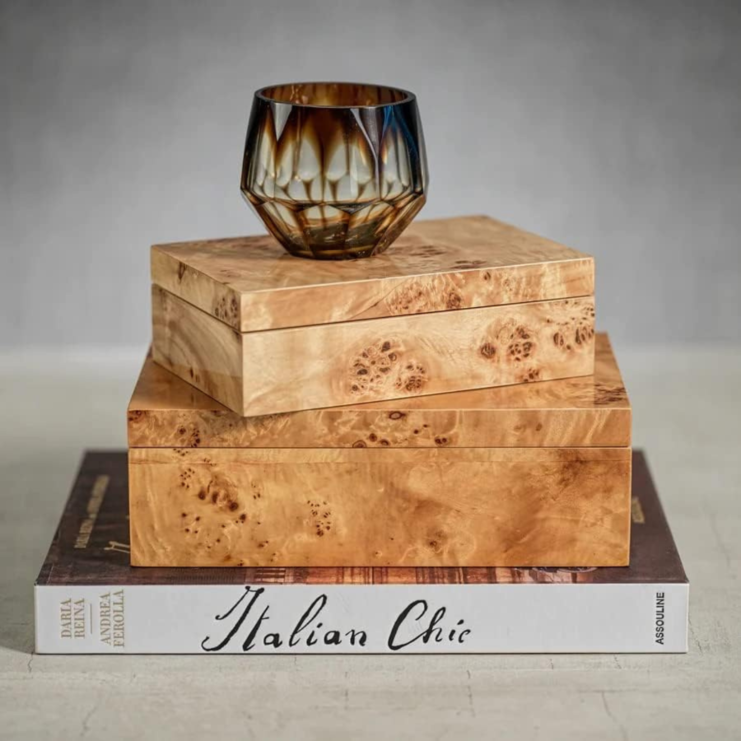 Mason Burl Wood Design Decorative Box