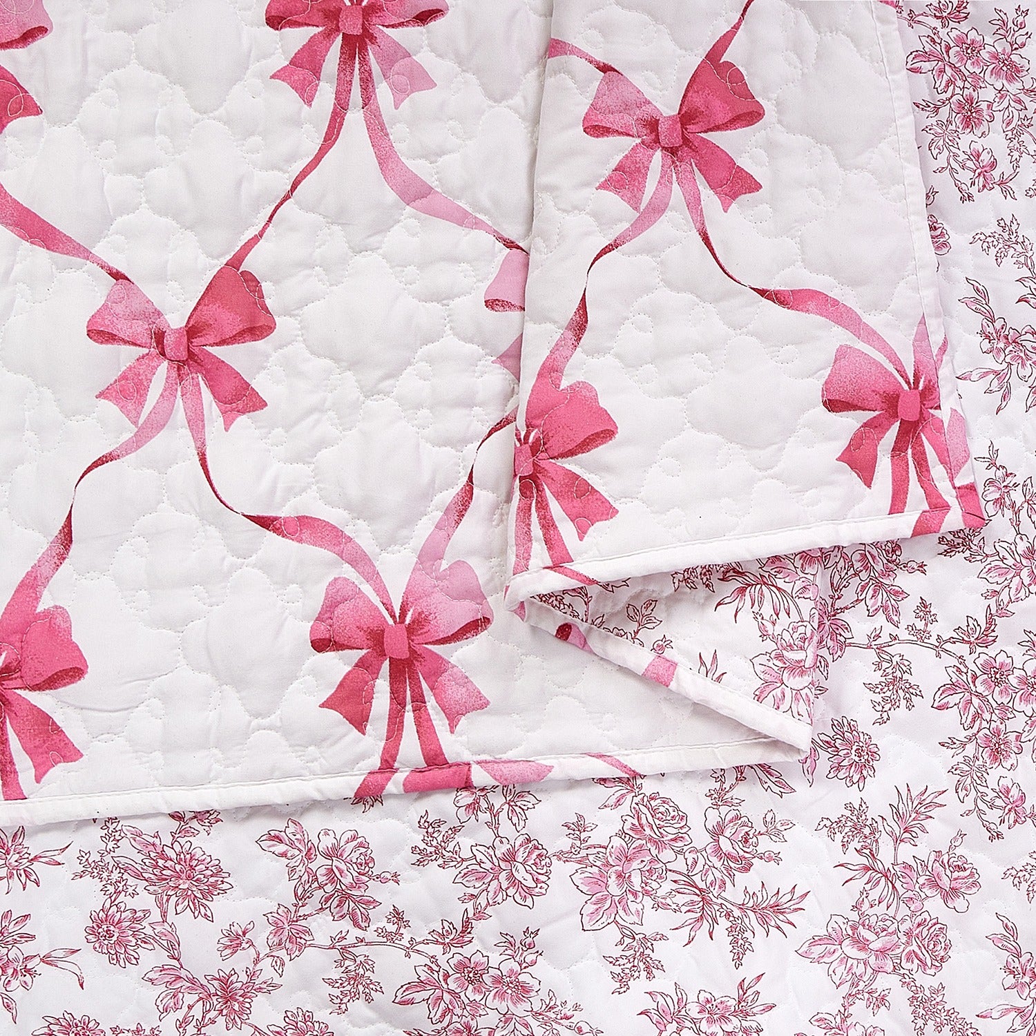 Abigail Ribbon Bow Full/Queen Quilt - 3pc Set