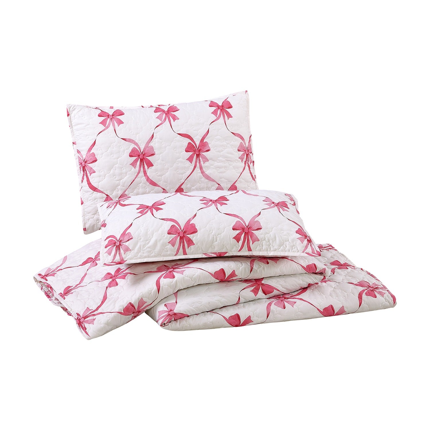 Abigail Ribbon Bow Full/Queen Quilt - 3pc Set