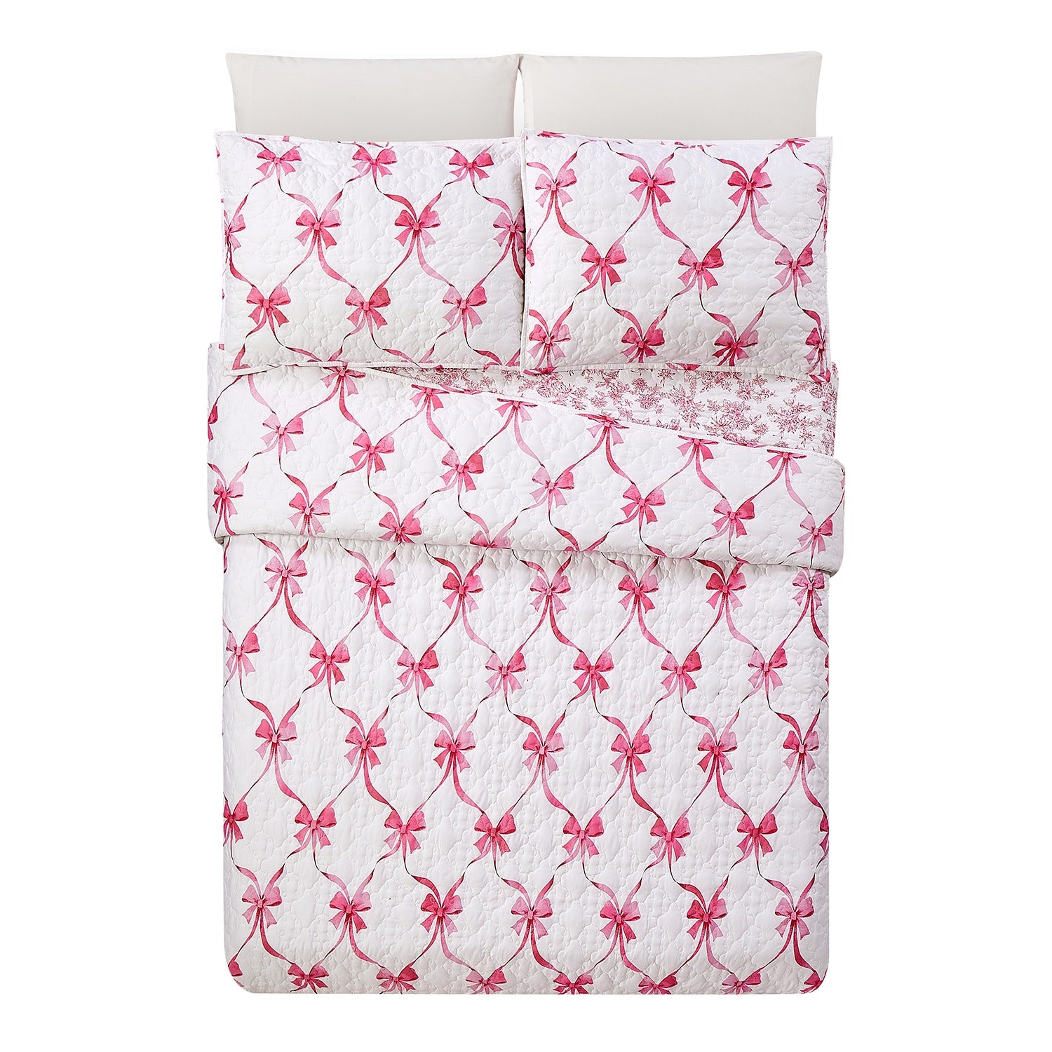Abigail Ribbon Bow Full/Queen Quilt - 3pc Set