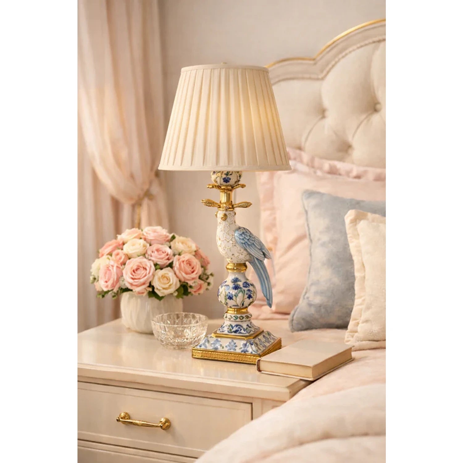 Large Blue & White Bird Rechargeable Lamp