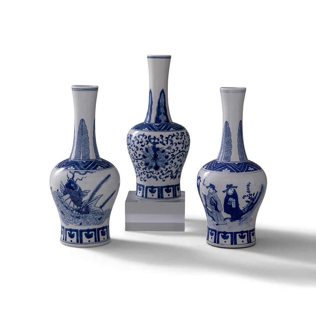 Garden of Blue Round Vases Set of 3