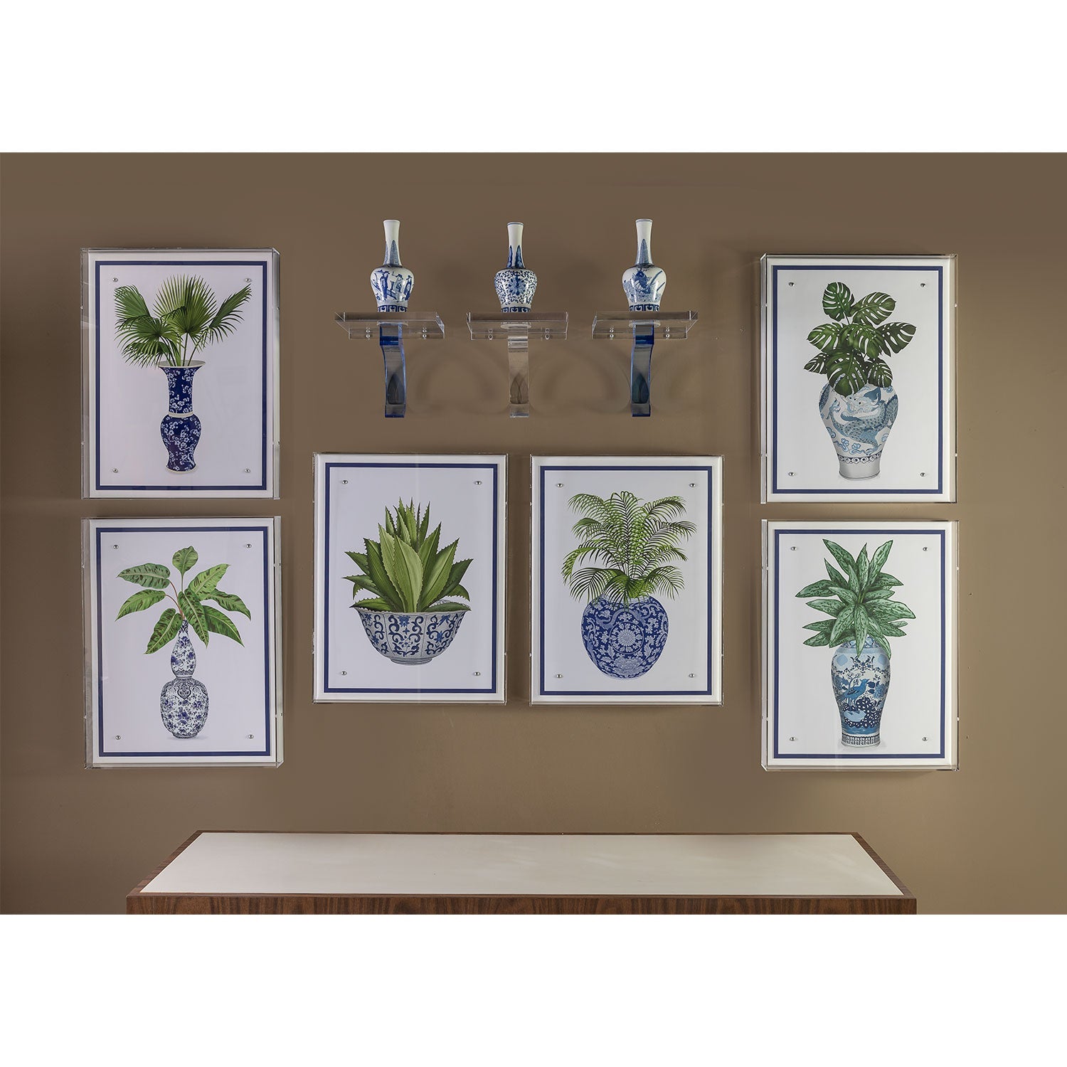 Garden of Blue Round Vases Set of 3