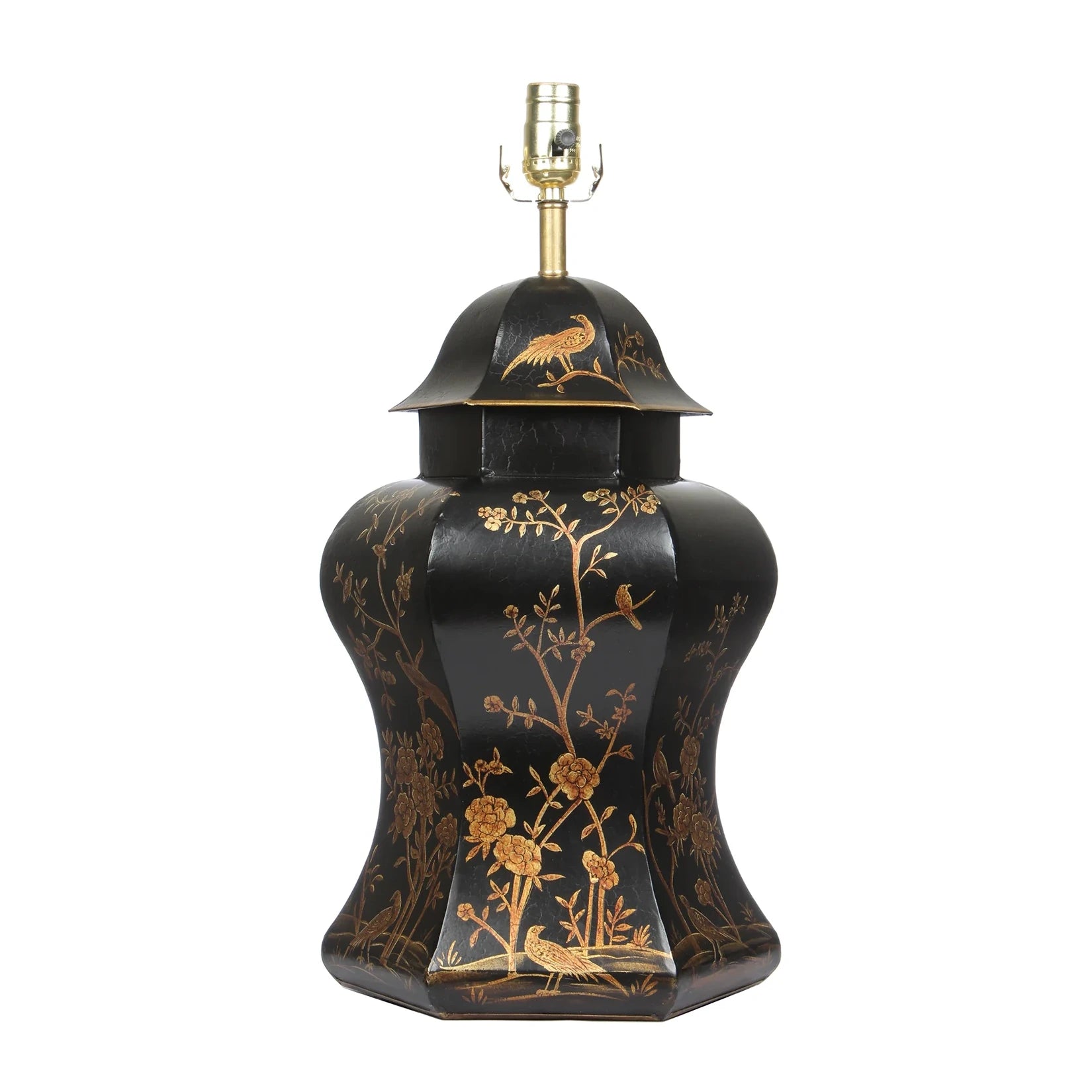 Black & Gold Scalloped Hexagon Lamp