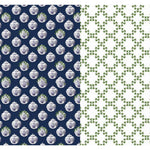 Reversible Navy Ginger Jar and Green Trellis Gift Wrap
