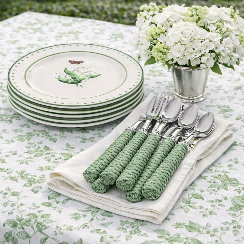 Lily of The Valley Green and White Dinner Plate