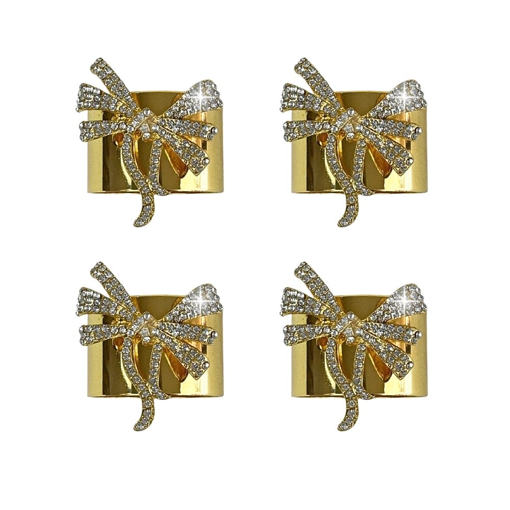 Jeweled Bow Napkin Rings (Set of 4)