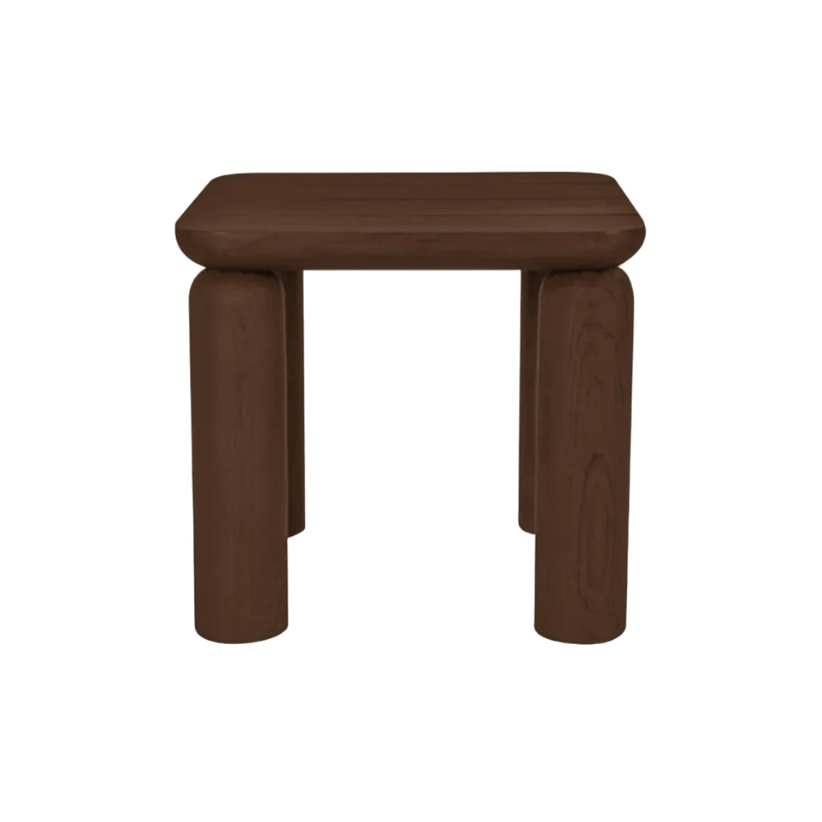 Wooden stool with thick legs on a white background