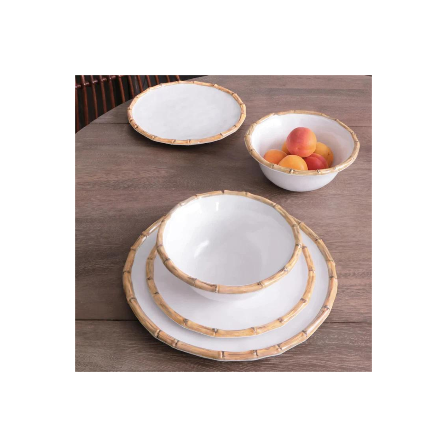 VIDA Bamboo 7.5" Cereal Bowl Set of 4 (White and Natural)