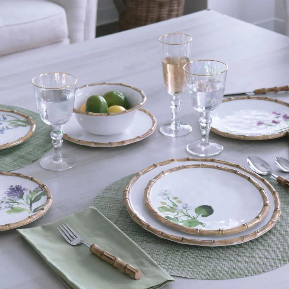 VIDA Bamboo Floral Salad Plates Set of 4