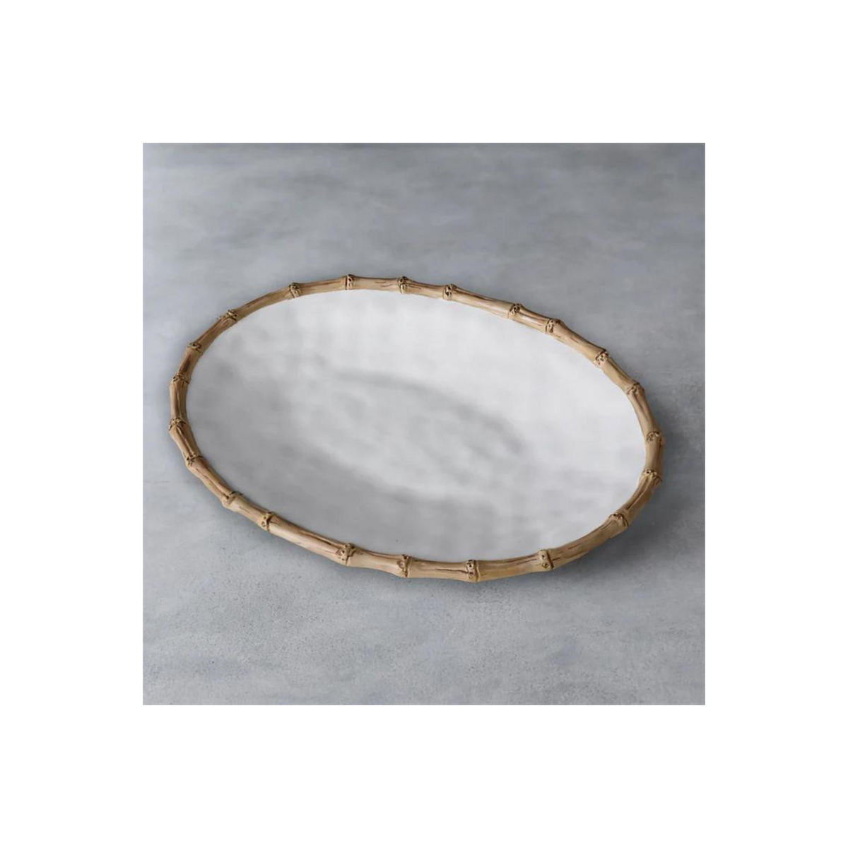 VIDA Bamboo Large Oval Platter (White and Natural)