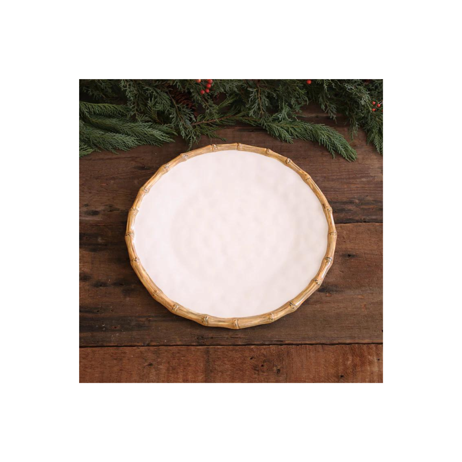 VIDA Bamboo Round Platter (White and Natural)