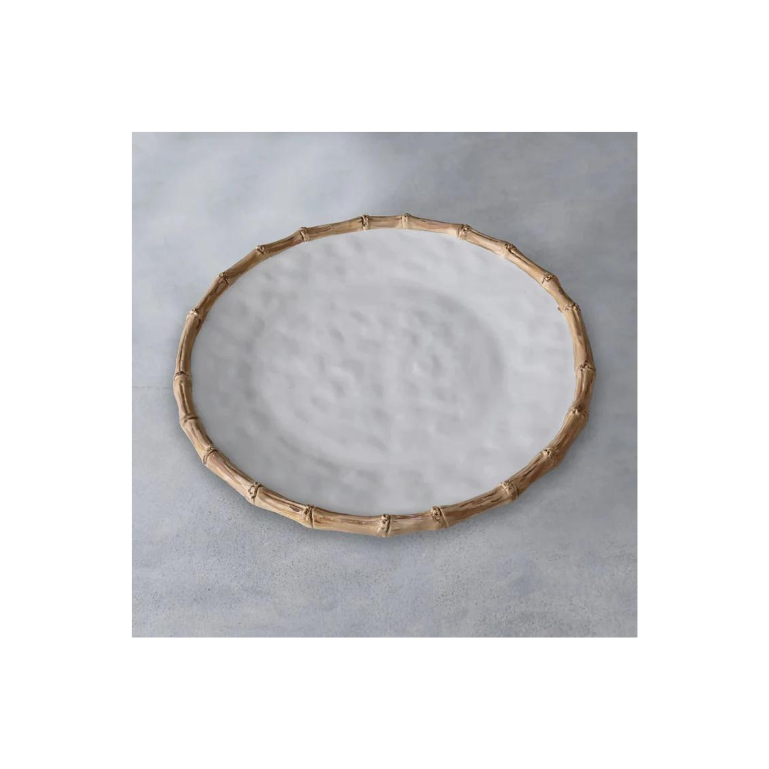 VIDA Bamboo Round Platter (White and Natural)