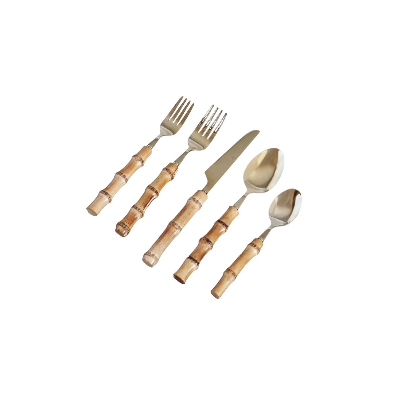 VIDA Bamboo Flatware Set of 5 (Gold and Natural)