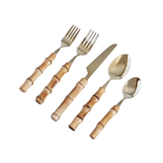 VIDA Bamboo Flatware Set of 5 (Gold and Natural)