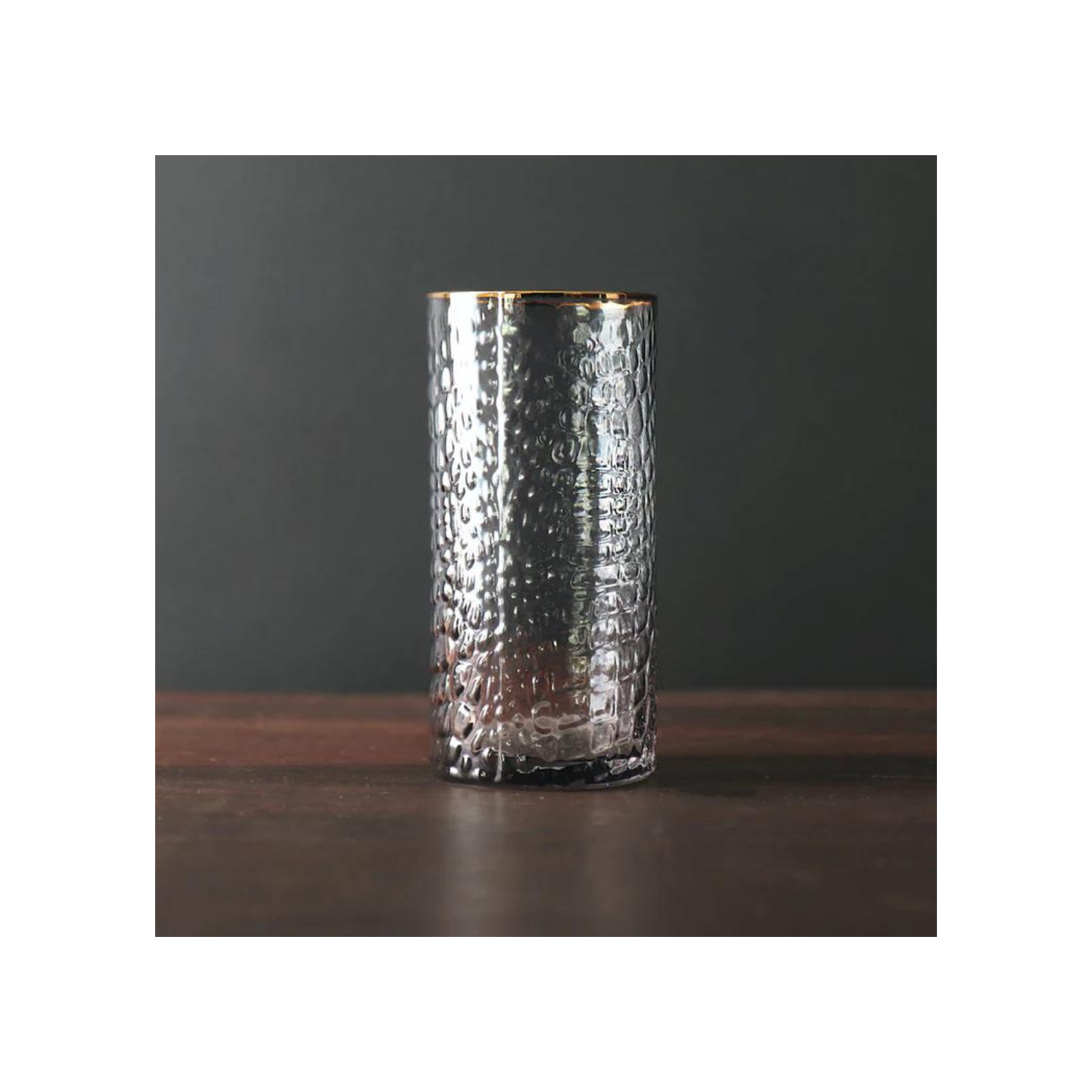 GLASS Croc Highball with Gold Rim Set of 4 (Smoke Grey)