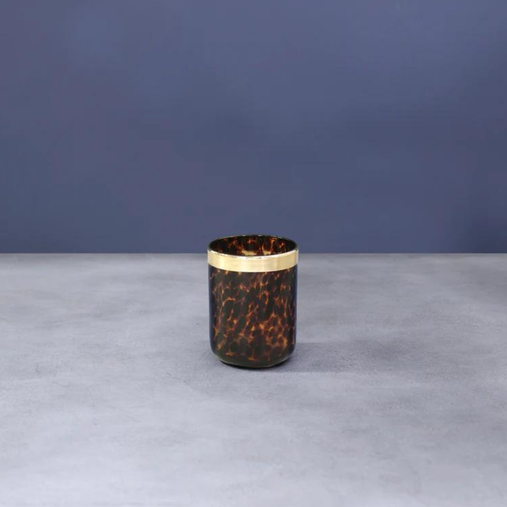 Glass Tortoise and Gold Tumbler Set of 4