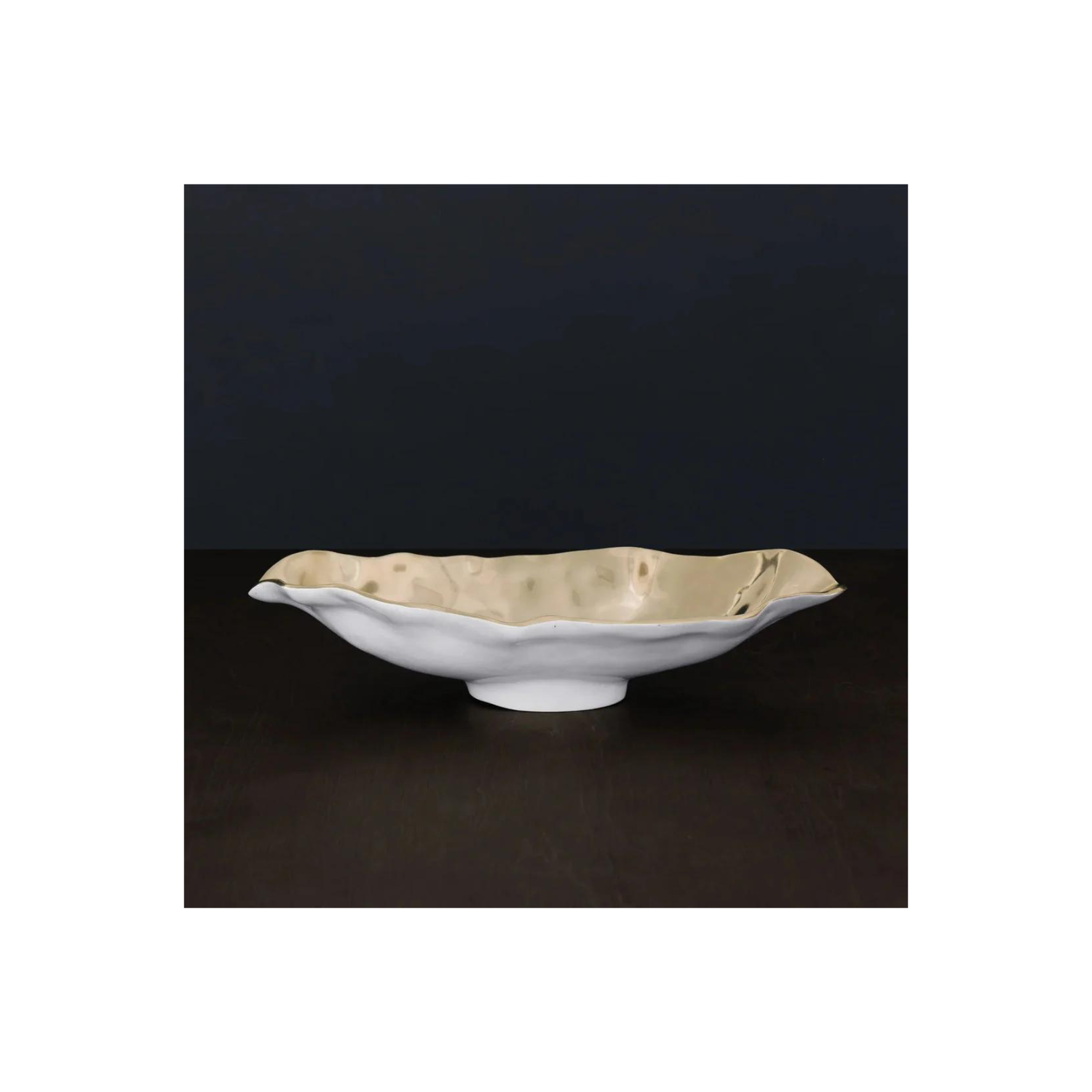 THANNI
Maia Medium Long Oval Bowl (White and Gold)