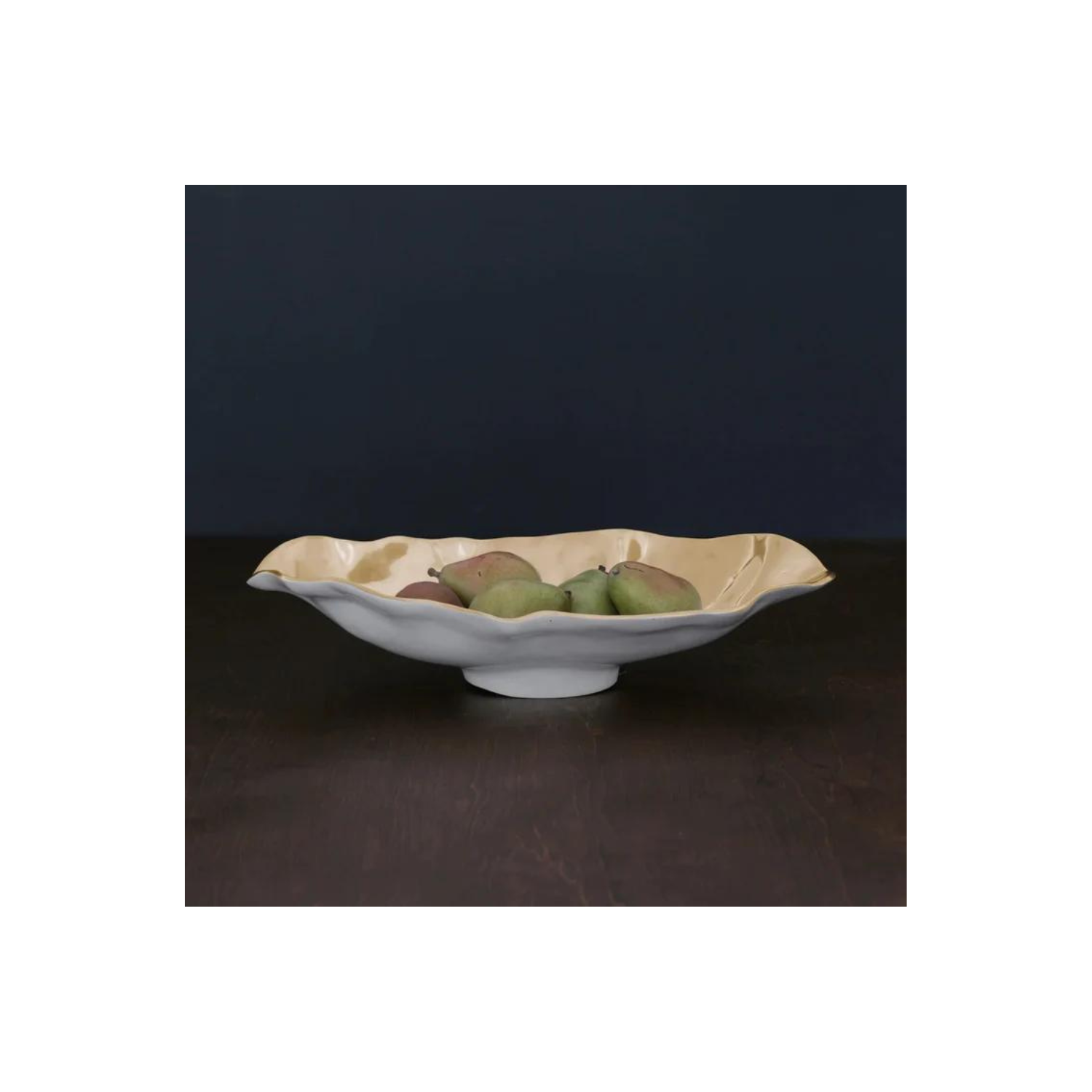 THANNI
Maia Medium Long Oval Bowl (White and Gold)