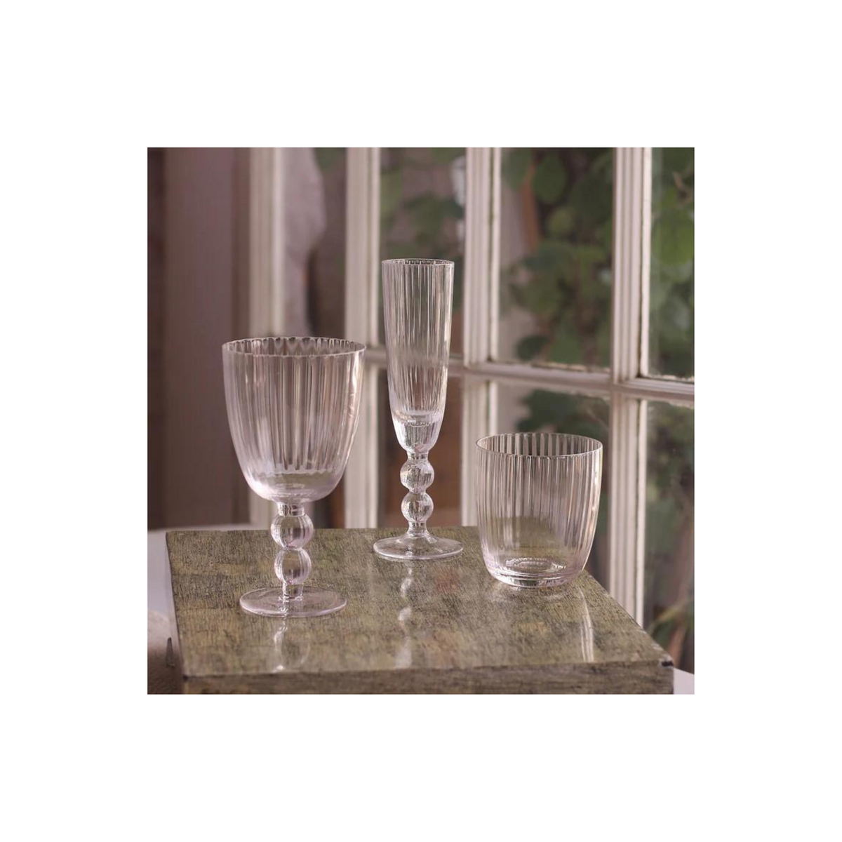 GLASS Venice Stemless Wine Glass/Double Old Fashioned Set of 4 (Clear)