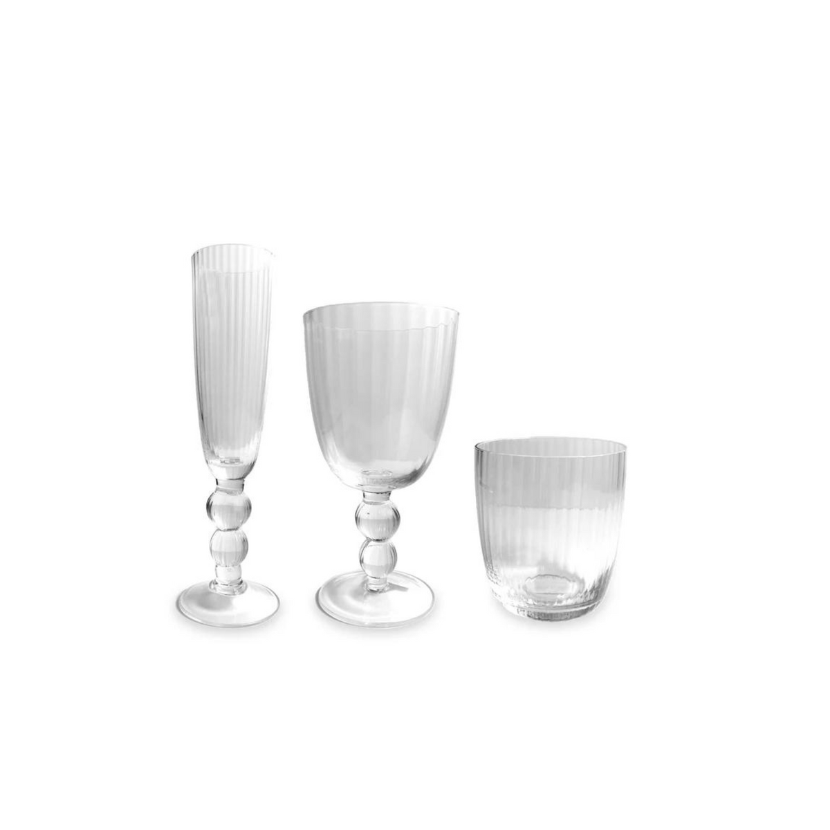 GLASS Venice Stemless Wine Glass/Double Old Fashioned Set of 4 (Clear)