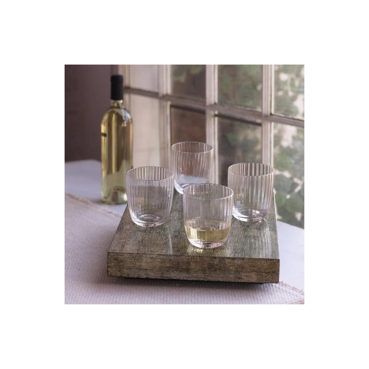 GLASS Venice Stemless Wine Glass/Double Old Fashioned Set of 4 (Clear)