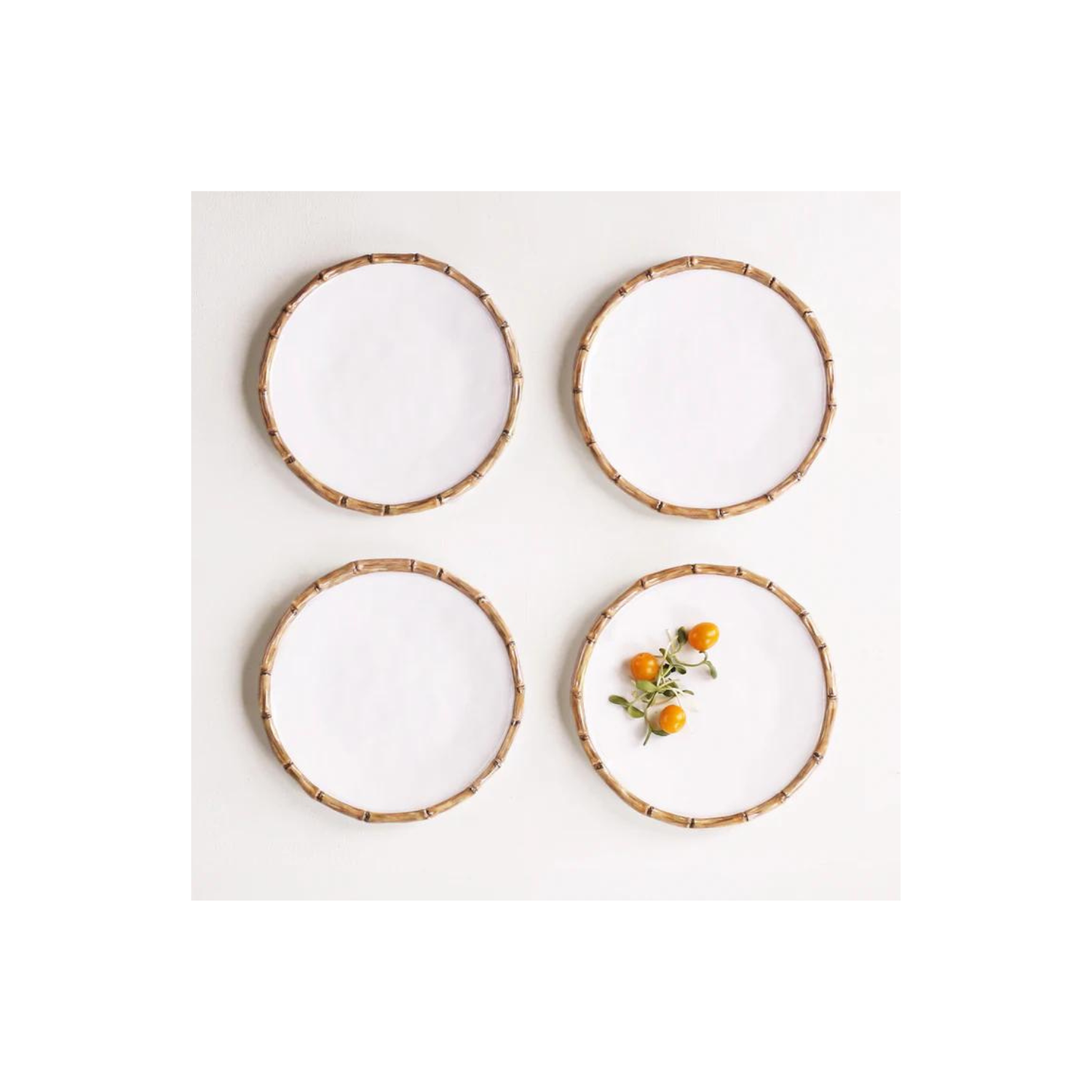 VIDA Bamboo 9" Salad Plate Set of 4 (White and Natural)