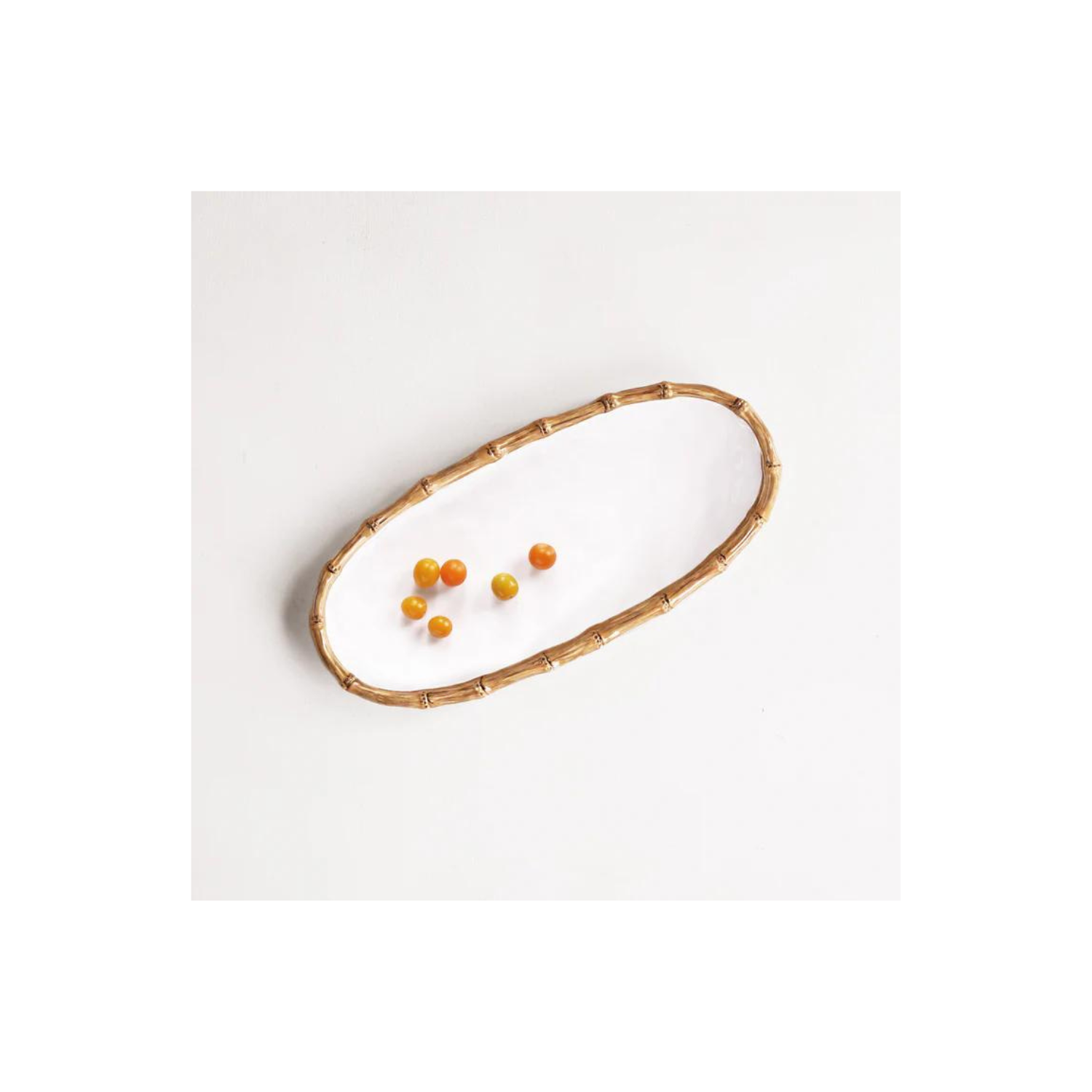 VIDA Bamboo Medium Oval Platter (White and Natural)
