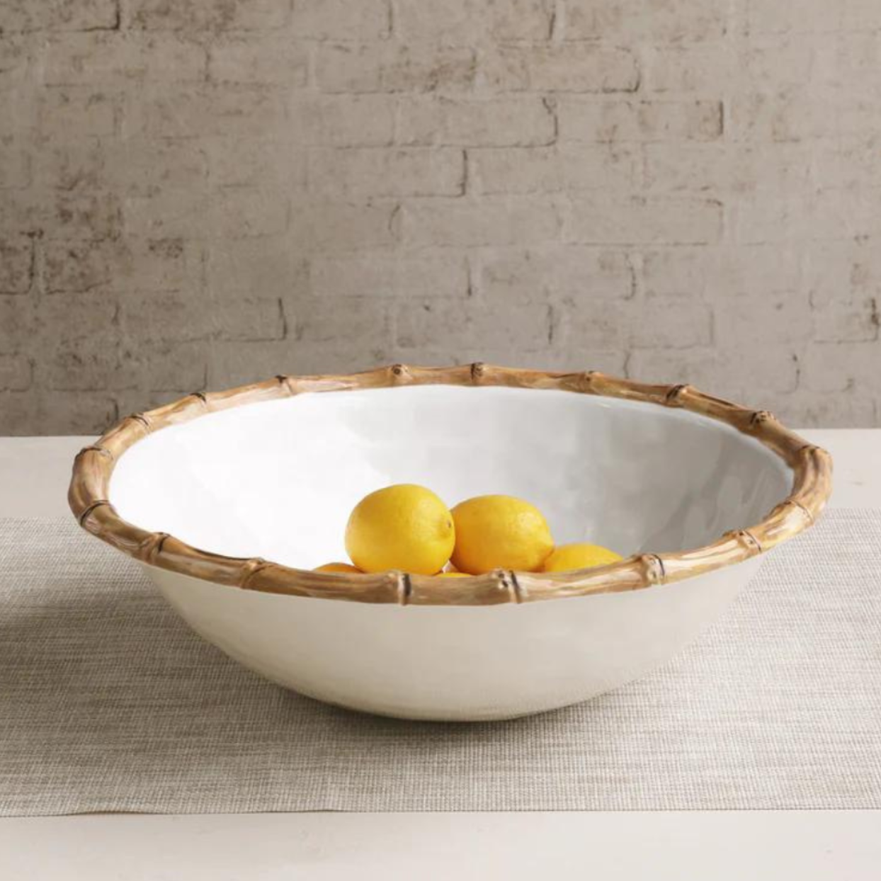 VIDA Bamboo Large Salad Bowl (White and Natural)