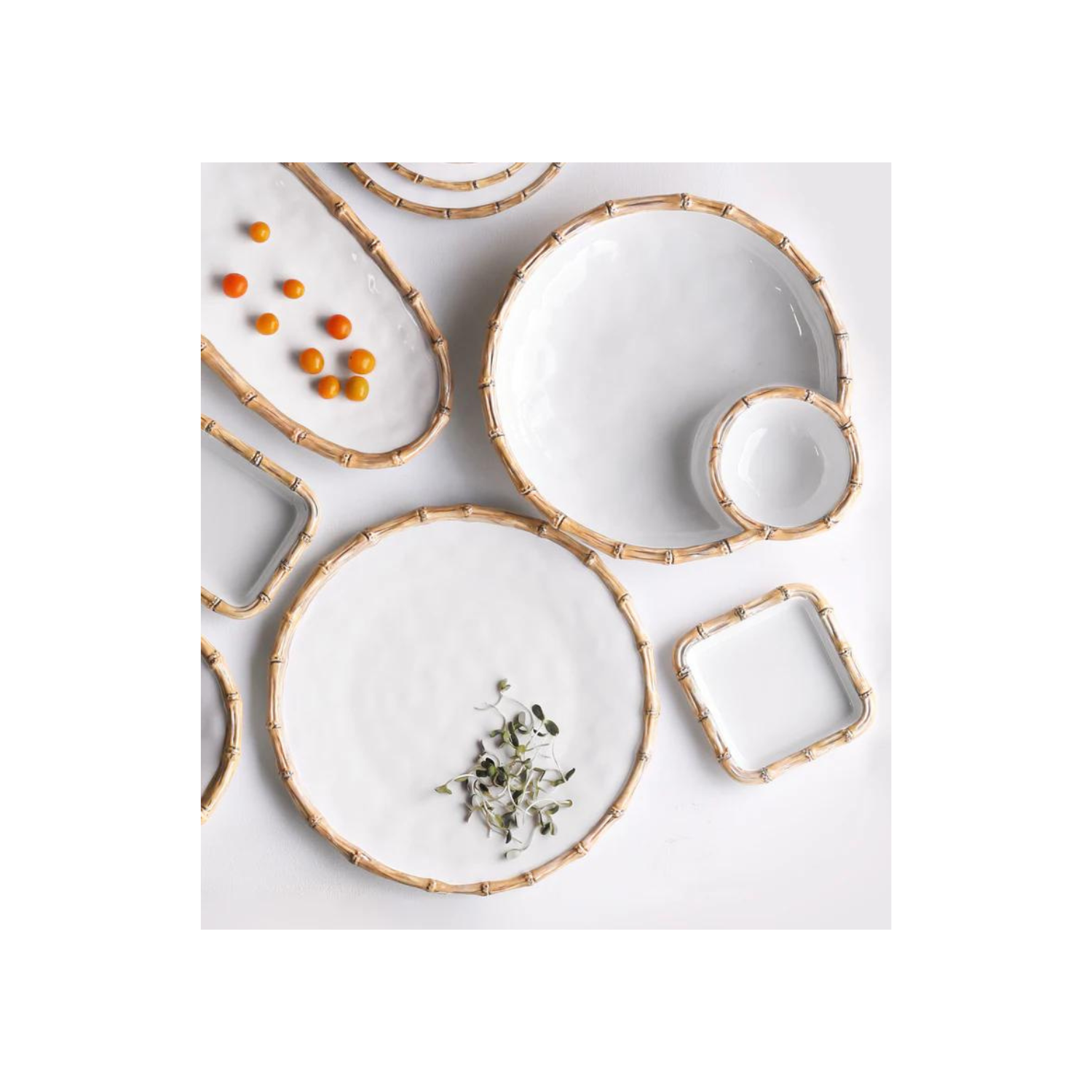 VIDA Bamboo Round Platter (White and Natural)