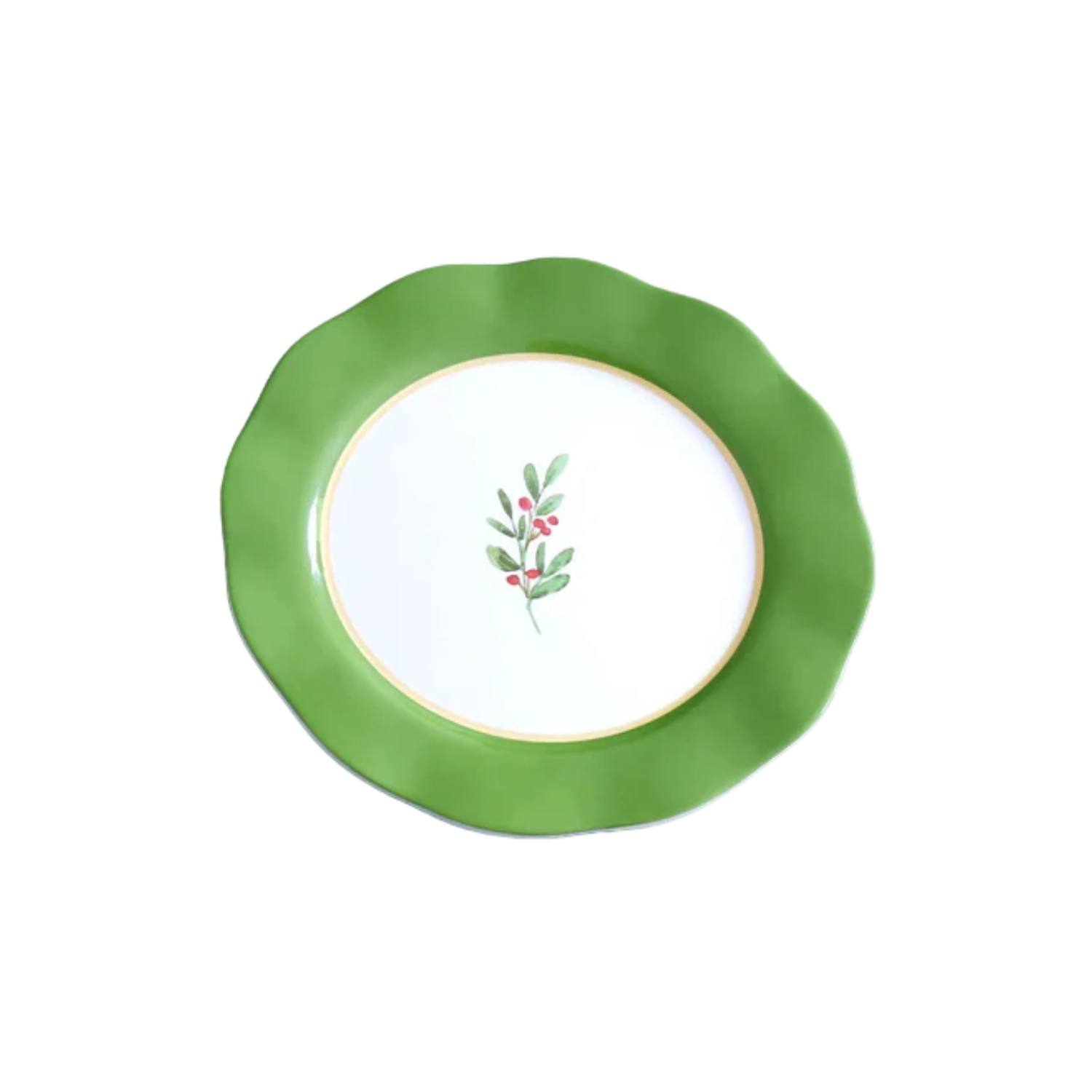 VIDA Holly 11" Dinner Plate Set of 4 (Green and White)