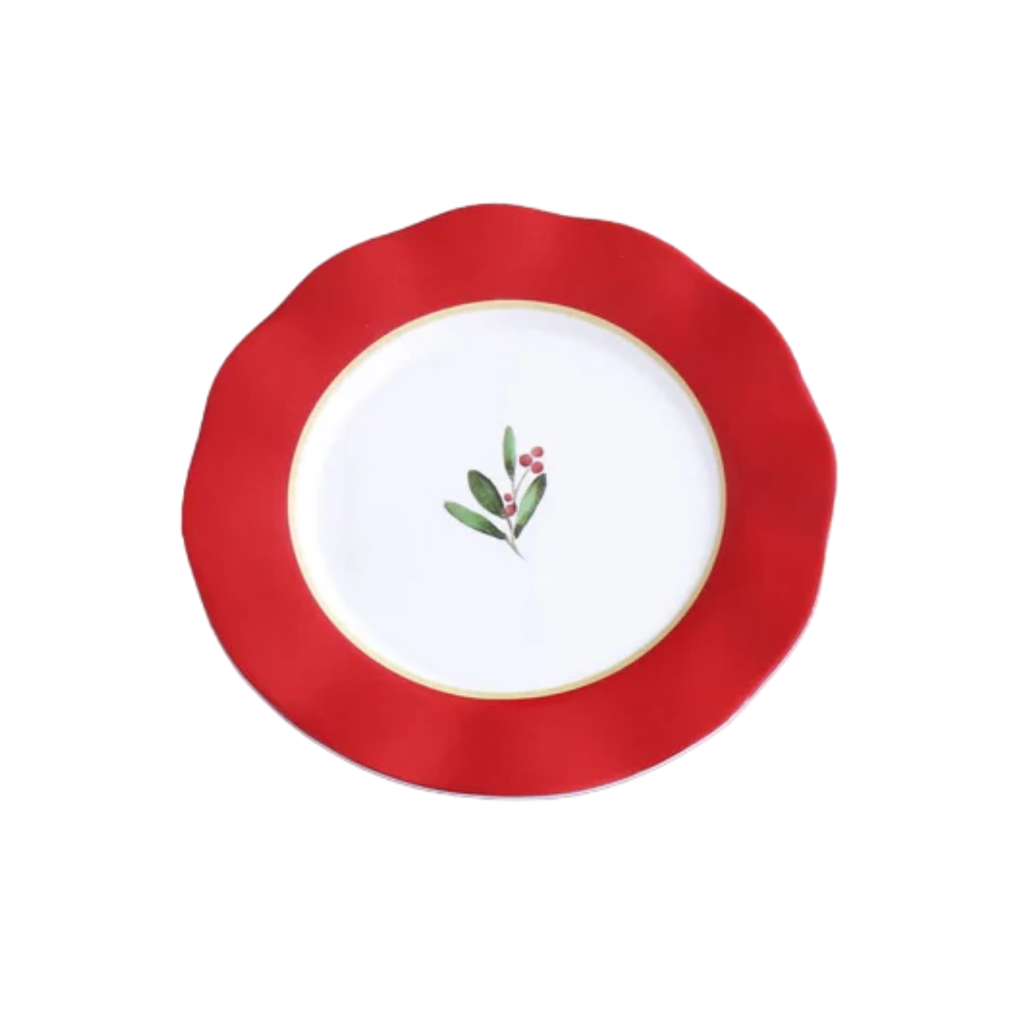 VIDA Holly 9" Salad Plate Set of 4 (Red and White)