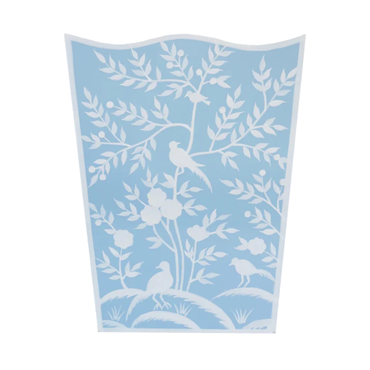 Blue Bird & Vine Wastepaper Basket & Tissue Holder