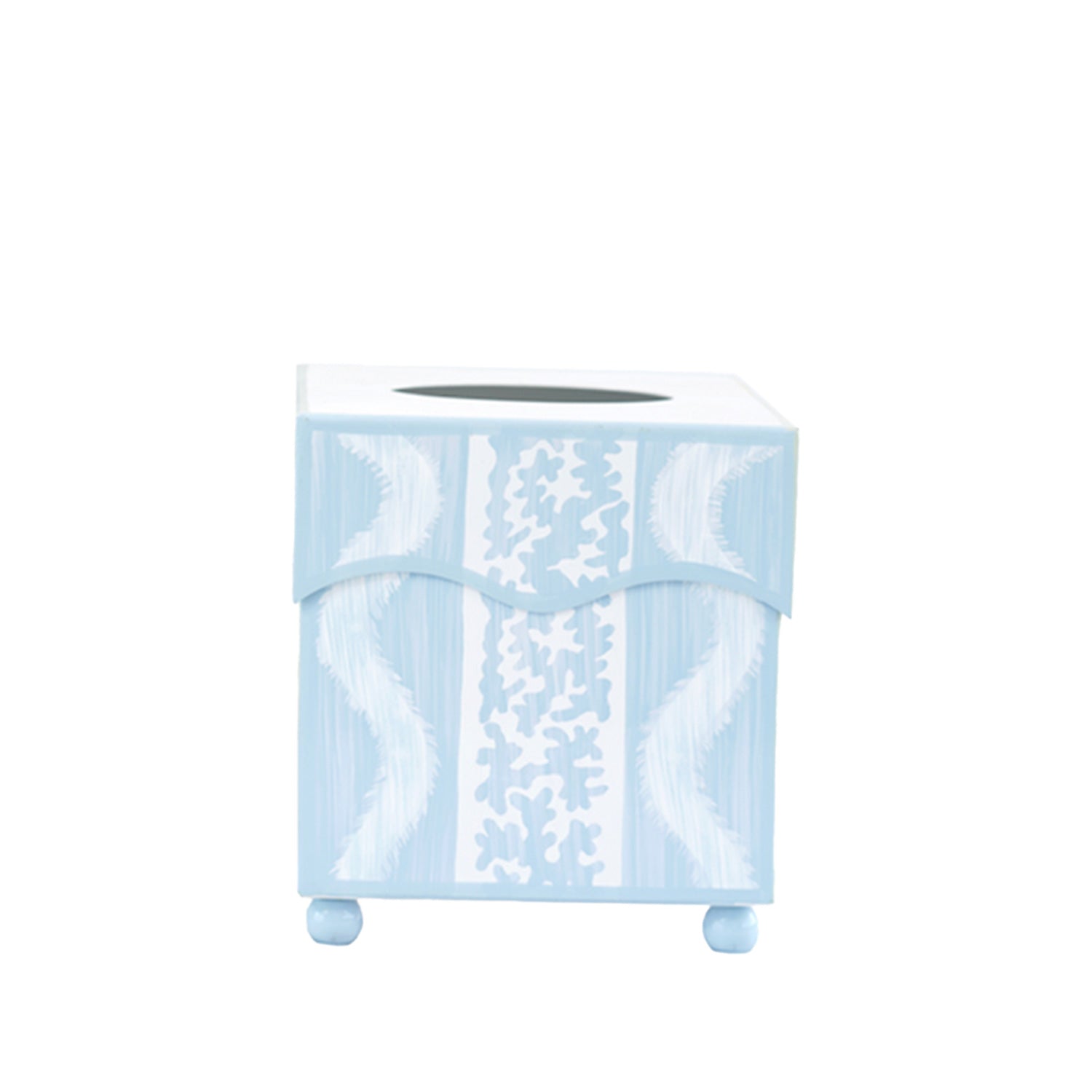 Blue Ikat Wastepaper Basket & Tissue Holder