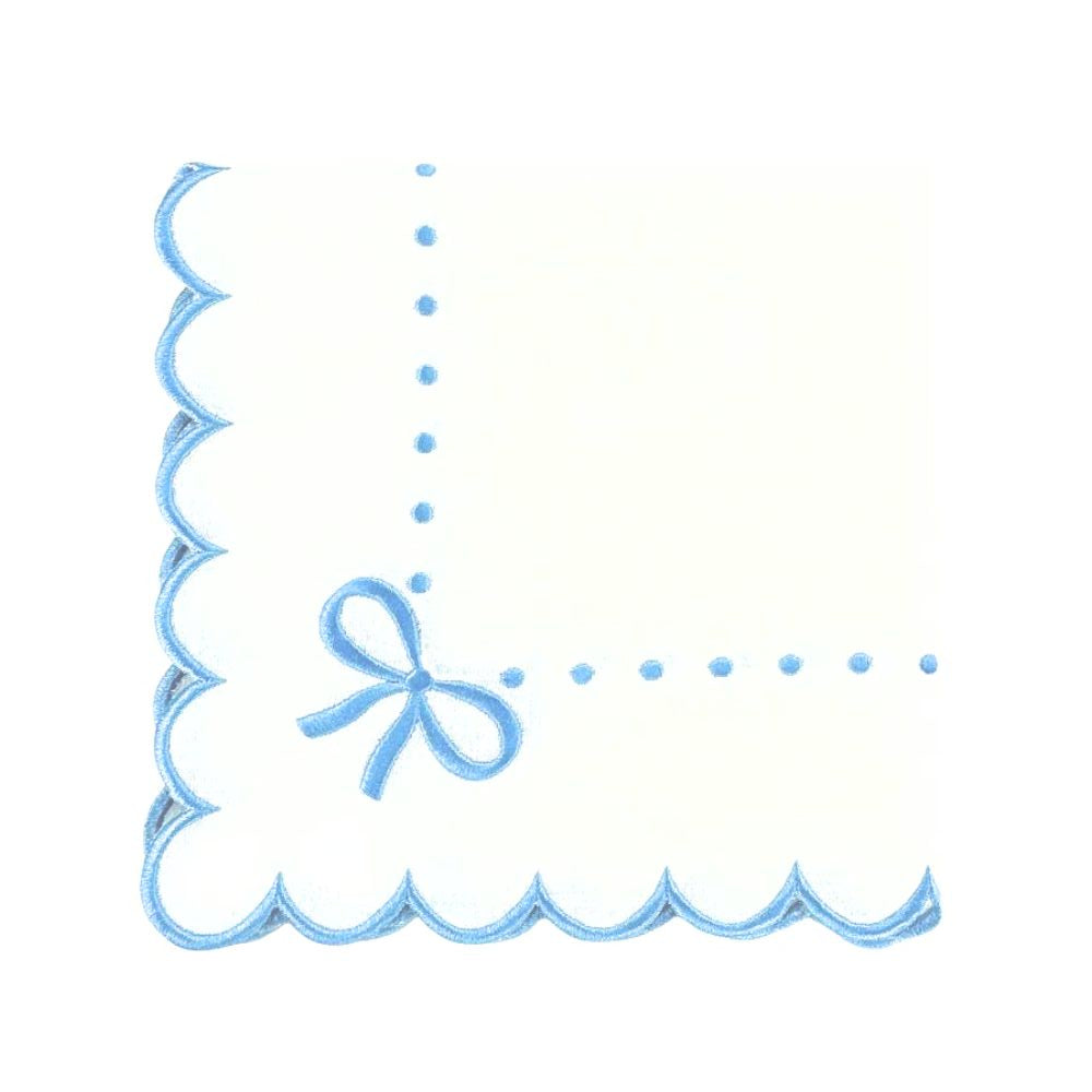 Studio Collection: Juliet Bows Napkins - White/Blue (Set of 4)