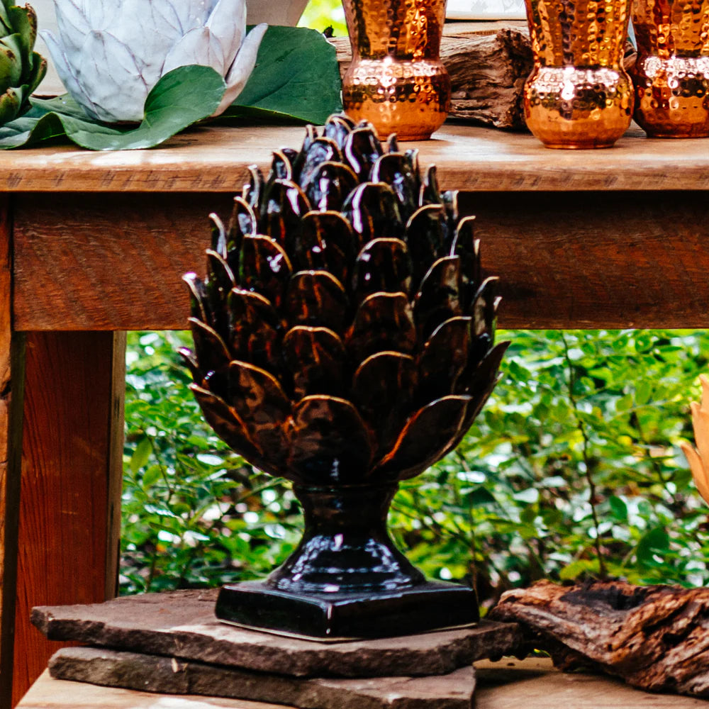 Ceramic Artichoke in Brown