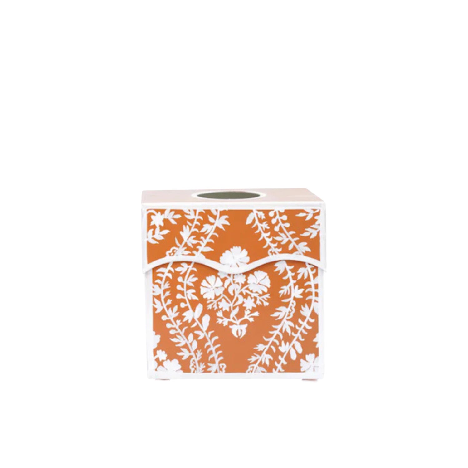 Burnt Orange Floral Trellis Wastepaper Basket & Tissue Holder