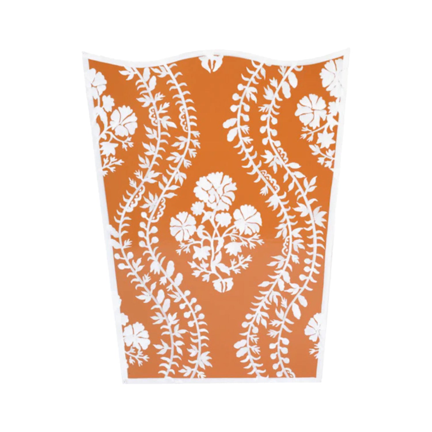 Burnt Orange Floral Trellis Wastepaper Basket & Tissue Holder