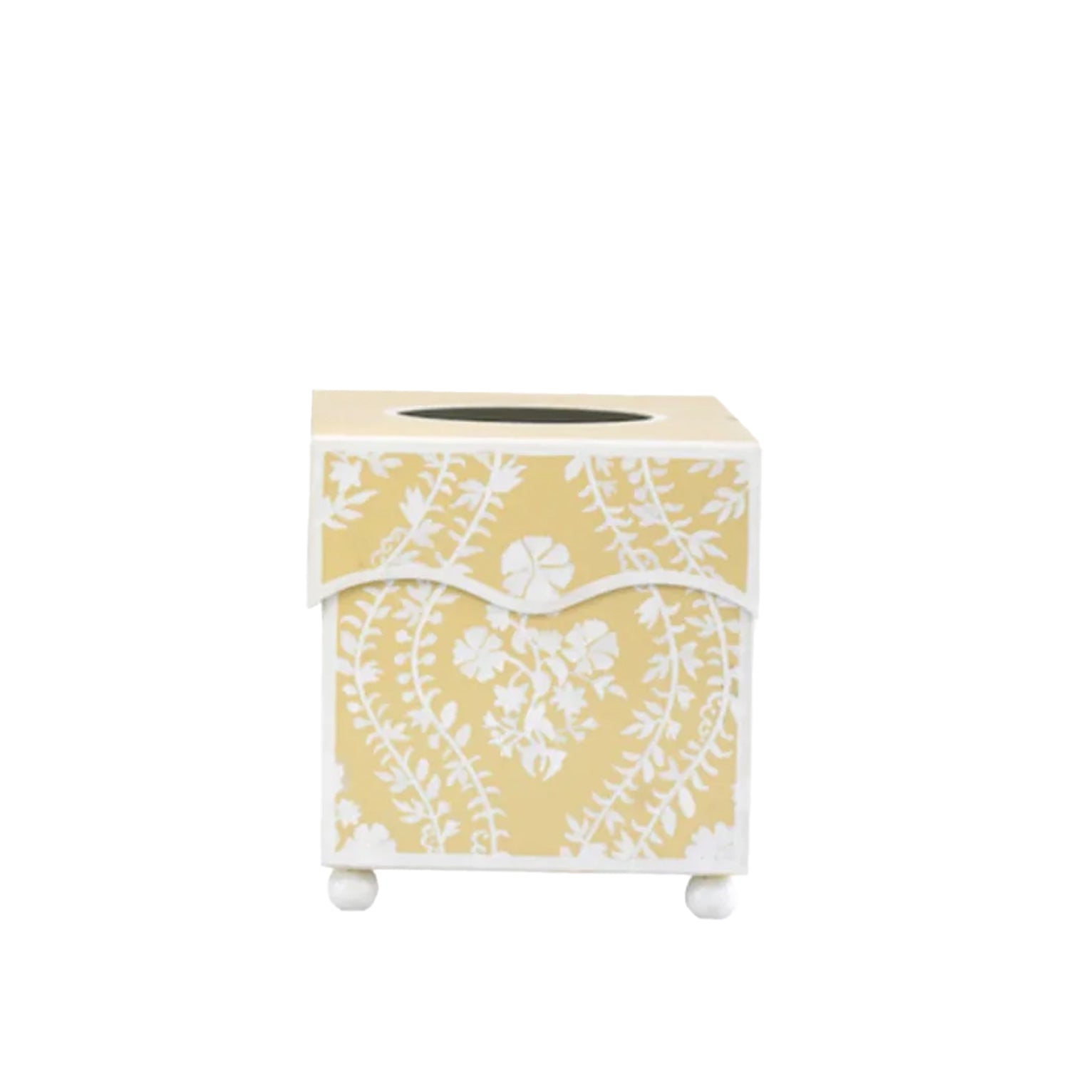 Butter Yellow Floral Trellis Wastepaper Basket & Tissue (3 Options)
