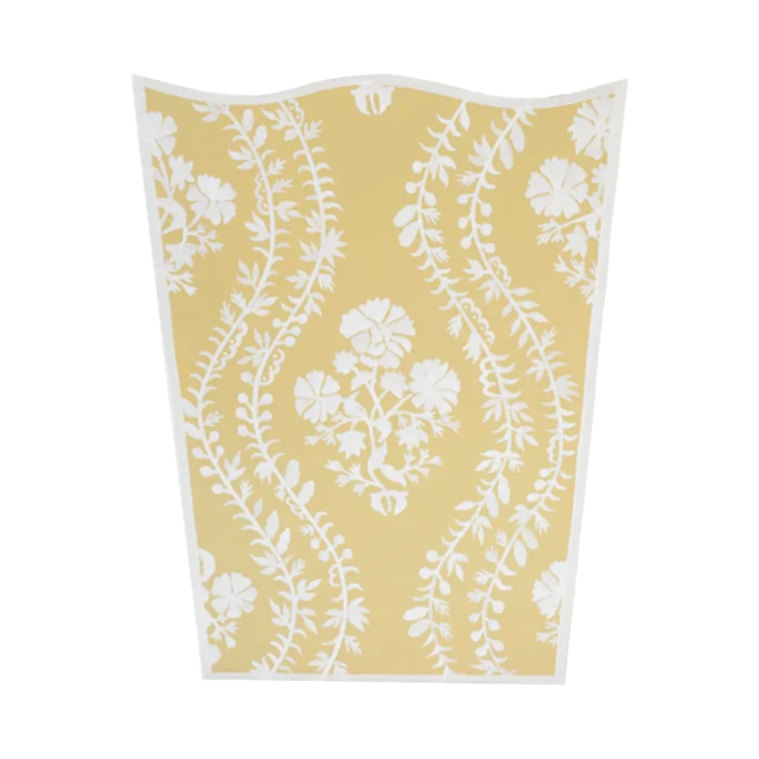 Butter Yellow Floral Trellis Wastepaper Basket & Tissue (3 Options)