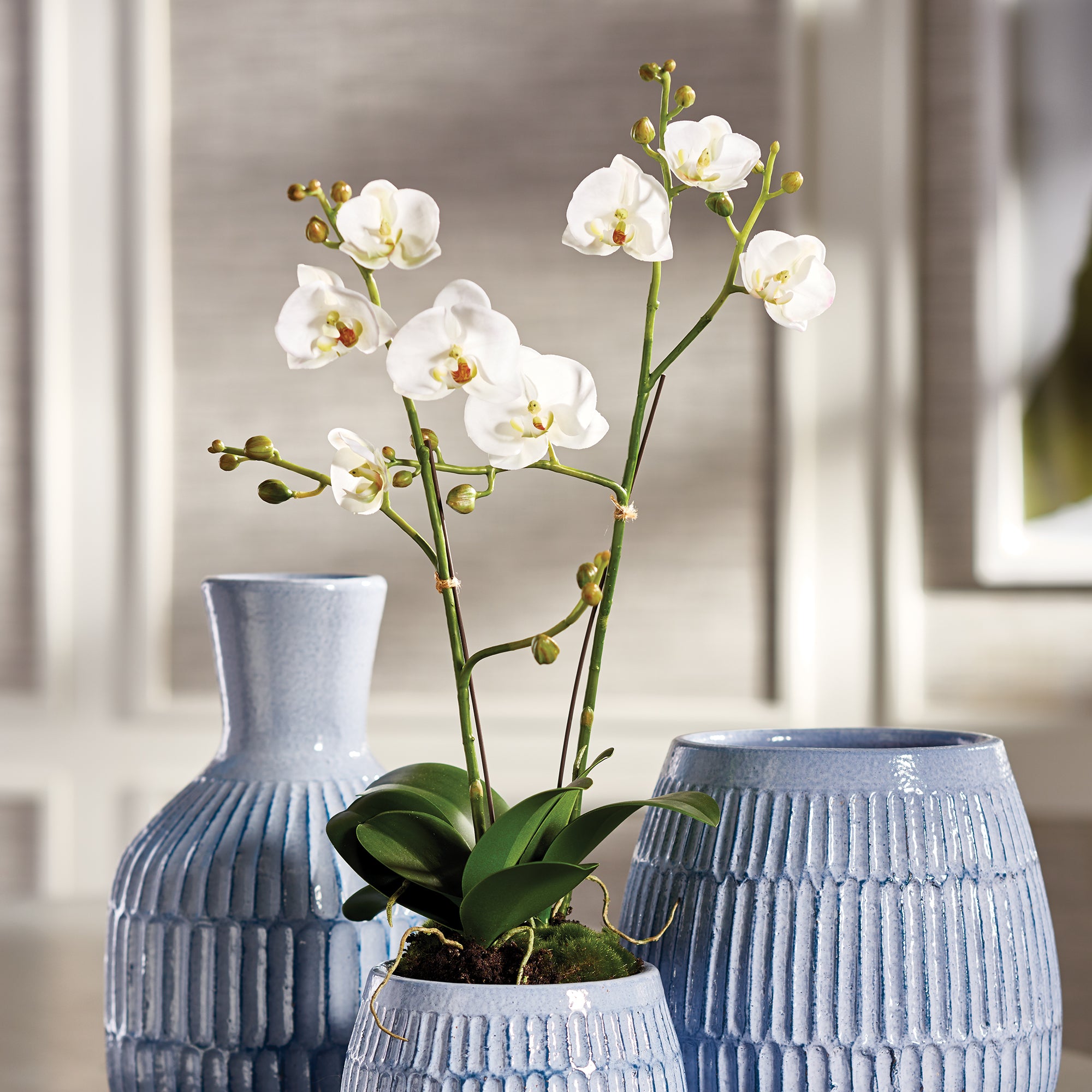 White Phalaenopsis X2 Drop-in 23"