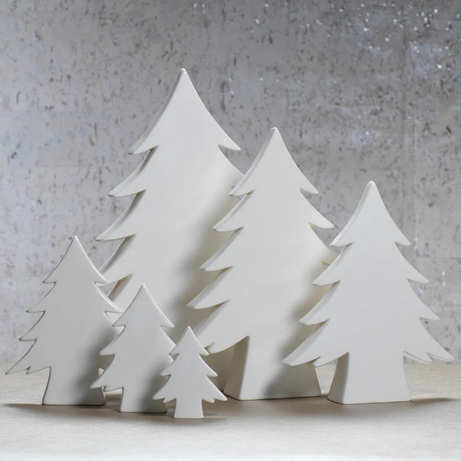 Teton 6.25-Inch Tall White Ceramic Tree, Set of 3