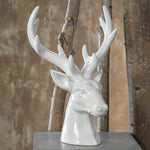 White Ceramic Stag Head Figurine Statue