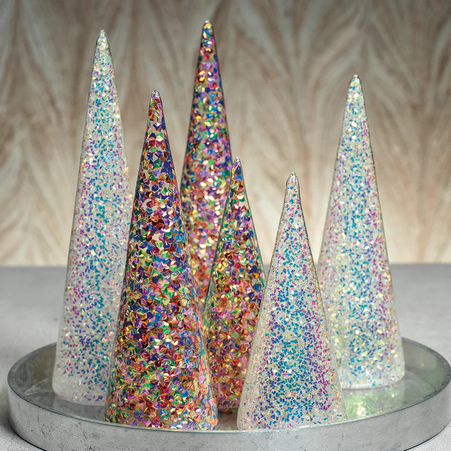 LED Multicolor Sequin Trees, Set of 3